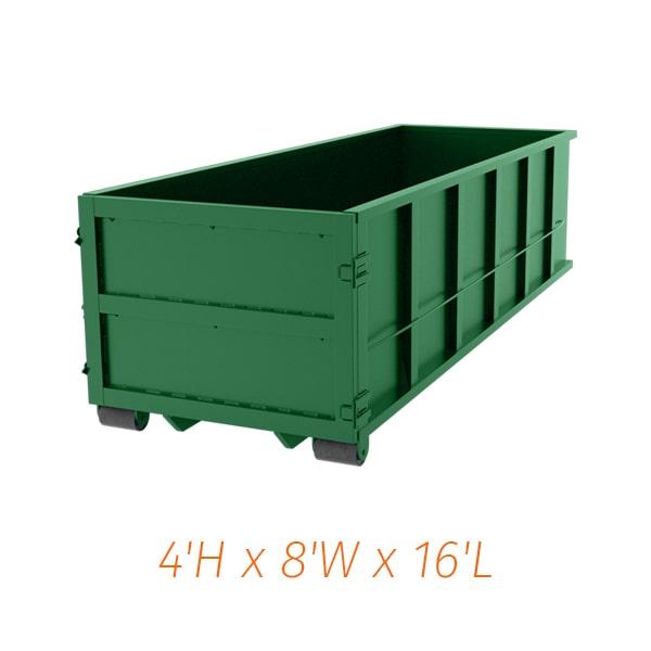 a fifteen-yard dumpster can hold up to 15 cubic yards of waste